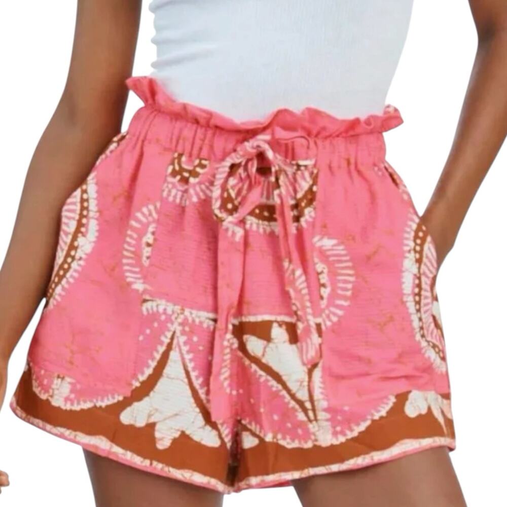 Love The Label Ramona Shorts Women’s Size Large Pink High Rise Cotton